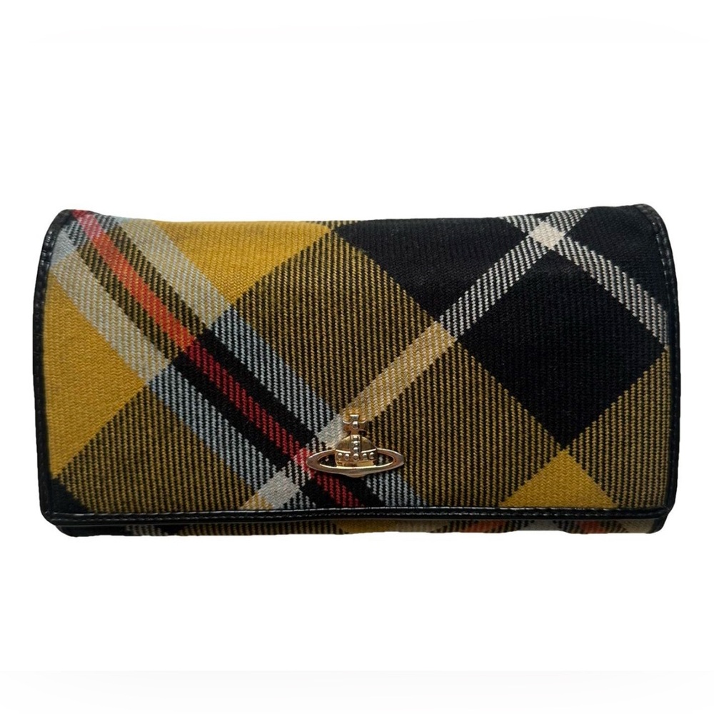 SOLD LIVE! Vivienne Westwood Vintage Tartan Checkered Cloth & Leather Wallet